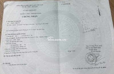 Bán đất nền 2711 m2 có 300 m2 thổ cư tại: ấp 4, xã Vĩnh Thuận Tây, huyện Vị Thủy, Hậu Giang (nay là Cần Thơ)